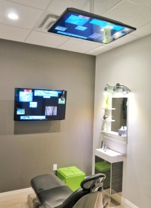 London Ontario Dentist TV on ceiling
